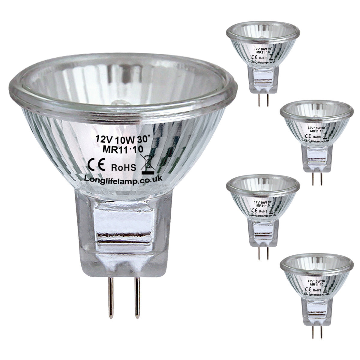 5 X MR11 10w Halogen Light Bulbs Lamp 12v