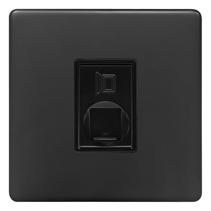 Matt Black 1 Gang Ethernet Data Socket 8 Terminal CAT6 Screwless BL442