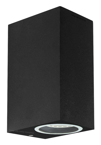 Modern Rectangular Up Down Matt Black Outdoor Wall Light Fixture GU10 ZLC061B 