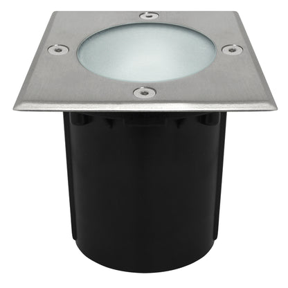 10w LED Outdoor Ground Walkover Light Square Cool White Brushed Chrome Finish GL04CW