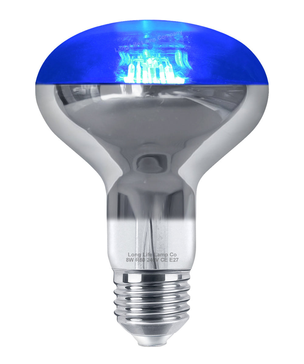 8w LED R80 Reflector Light Bulb E27 Blue Replacement For Halogen Spots
