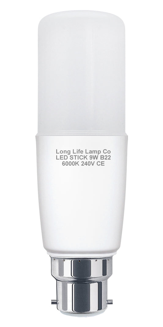 9w LED Stick Light Bulb B22 Cool White 3U Replacement 60w Equivalent
