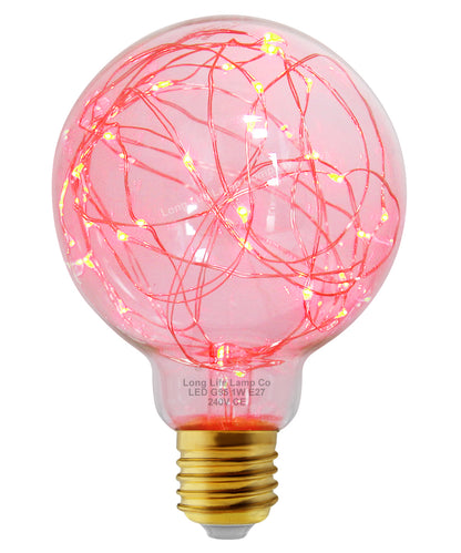 1w E27 LED Globe Decorative Light Bulb Red G95 - Free delivery on all orders