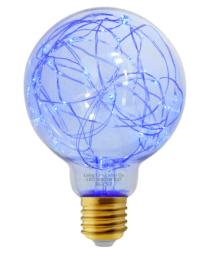 1w E27 LED Globe Decorative Light Bulb Blue G95 - Free delivery on all orders