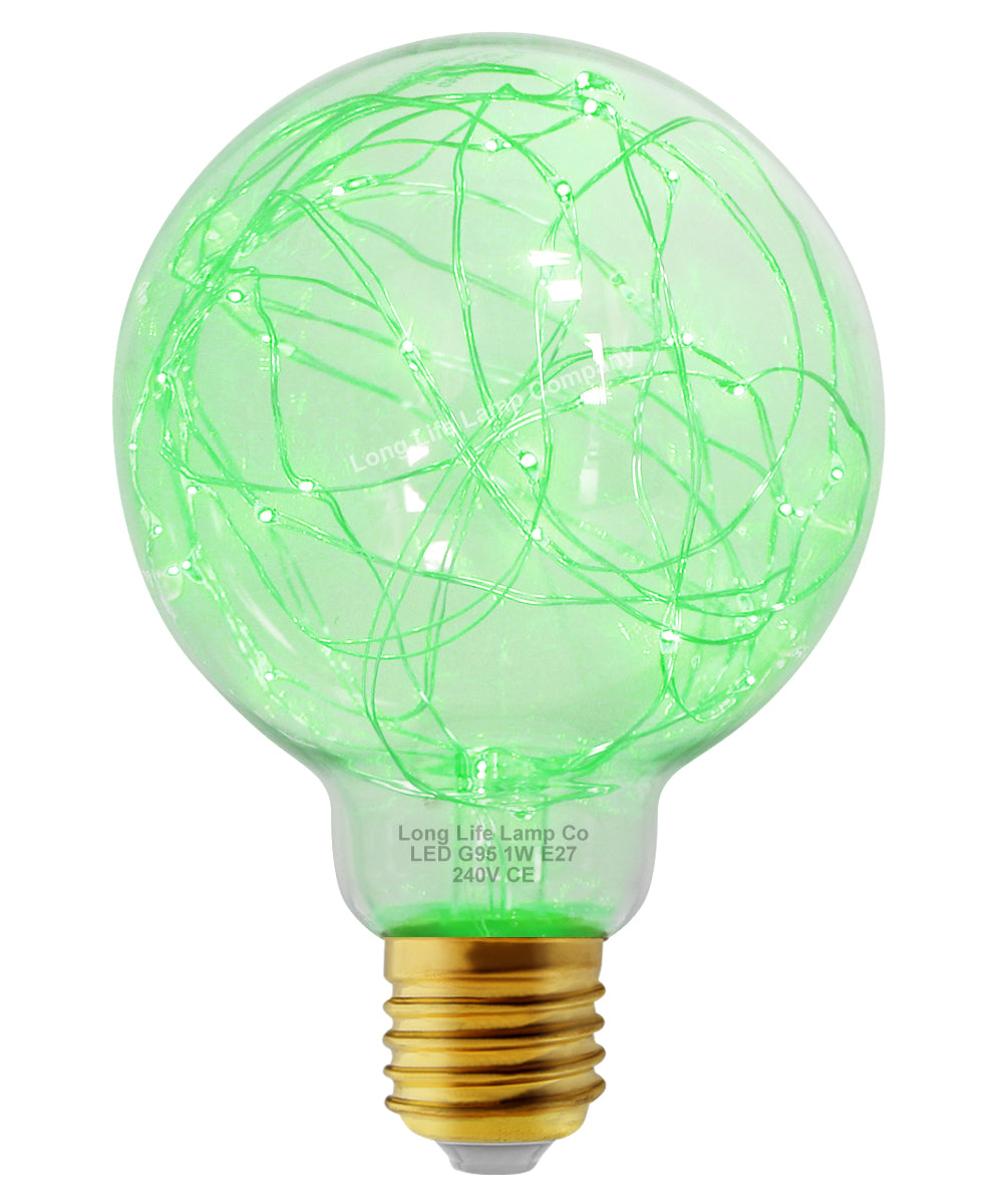 1w E27 LED Globe Decorative Light Bulb Green G95 - Free delivery on all orders