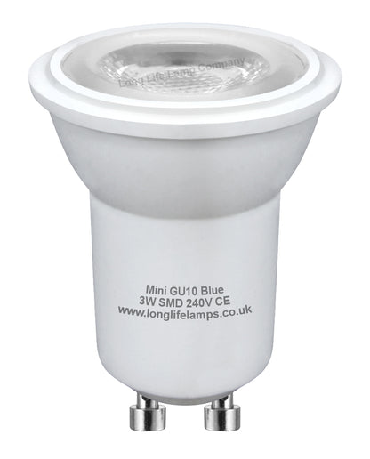 3w LED Mini GU10 Light Bulb Blue 35mm Halogen Replacement 240v