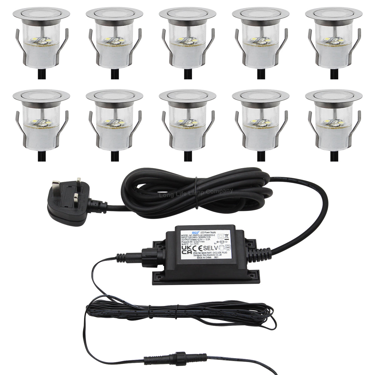 IP68 Outdoor LED Decking Lights 30mm Round Cool White 6500k 10 Kit DEC10CW