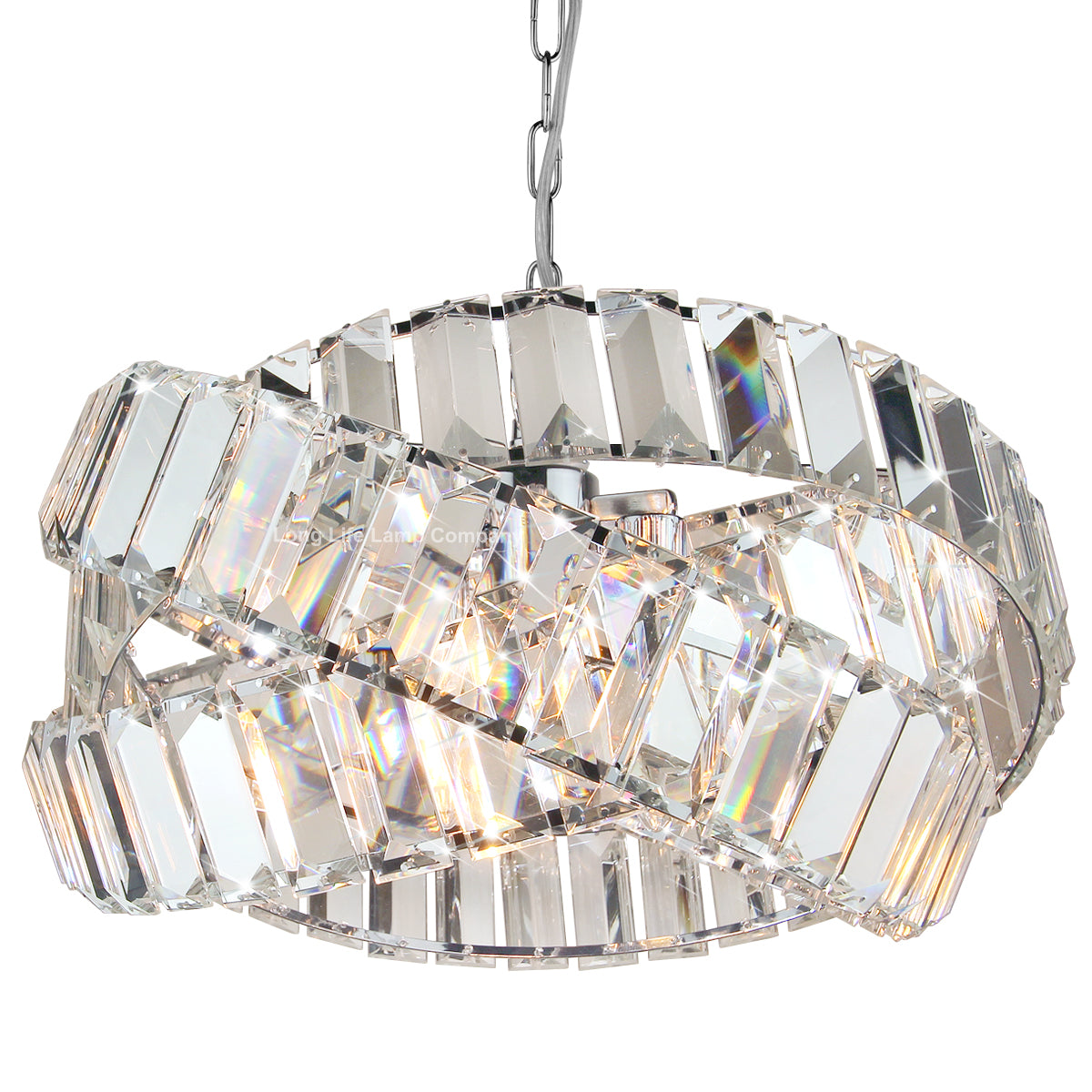 Modern Ceiling Crystal Chandelier Pendant Light Chrome Fixture Glass 3 Rings H3064