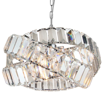 Modern Ceiling Crystal Chandelier Pendant Light Chrome Fixture Glass 3 Rings H3064