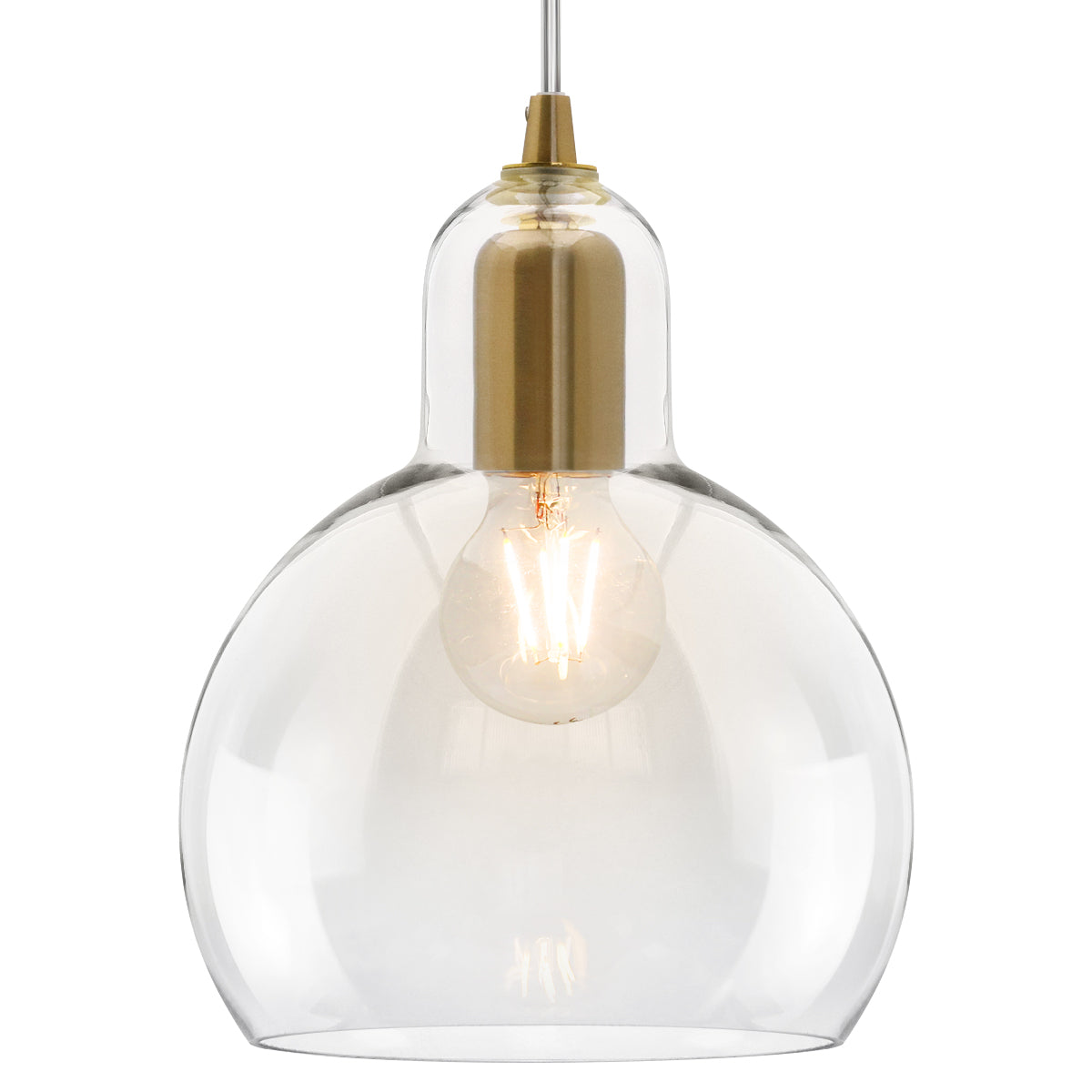 Modern Retro Ceiling Brass Pendant Light Transparent Globe Glass Lamp Shade K427