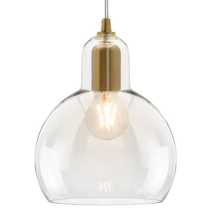 Modern Retro Ceiling Brass Pendant Light Transparent Globe Glass Lamp Shade K427
