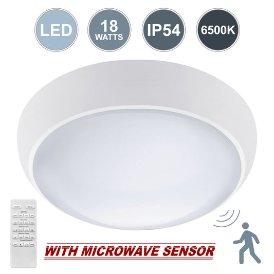 18w LED Flushlight Round Surface Mount with Microwave Sensor remote controlled