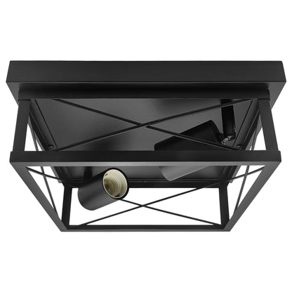 Industrial Black Ceiling Light Square 2 Light Box Lantern Flush Mounted