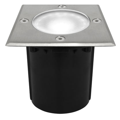 10w LED Outdoor Ground Walkover Light Square Cool White Brushed Chrome Finish GL04CW 