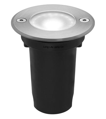 1w LED Recessed Outdoor Ground Light Round Cool White Brushed Chrome Walkover Uplighter GL07CW