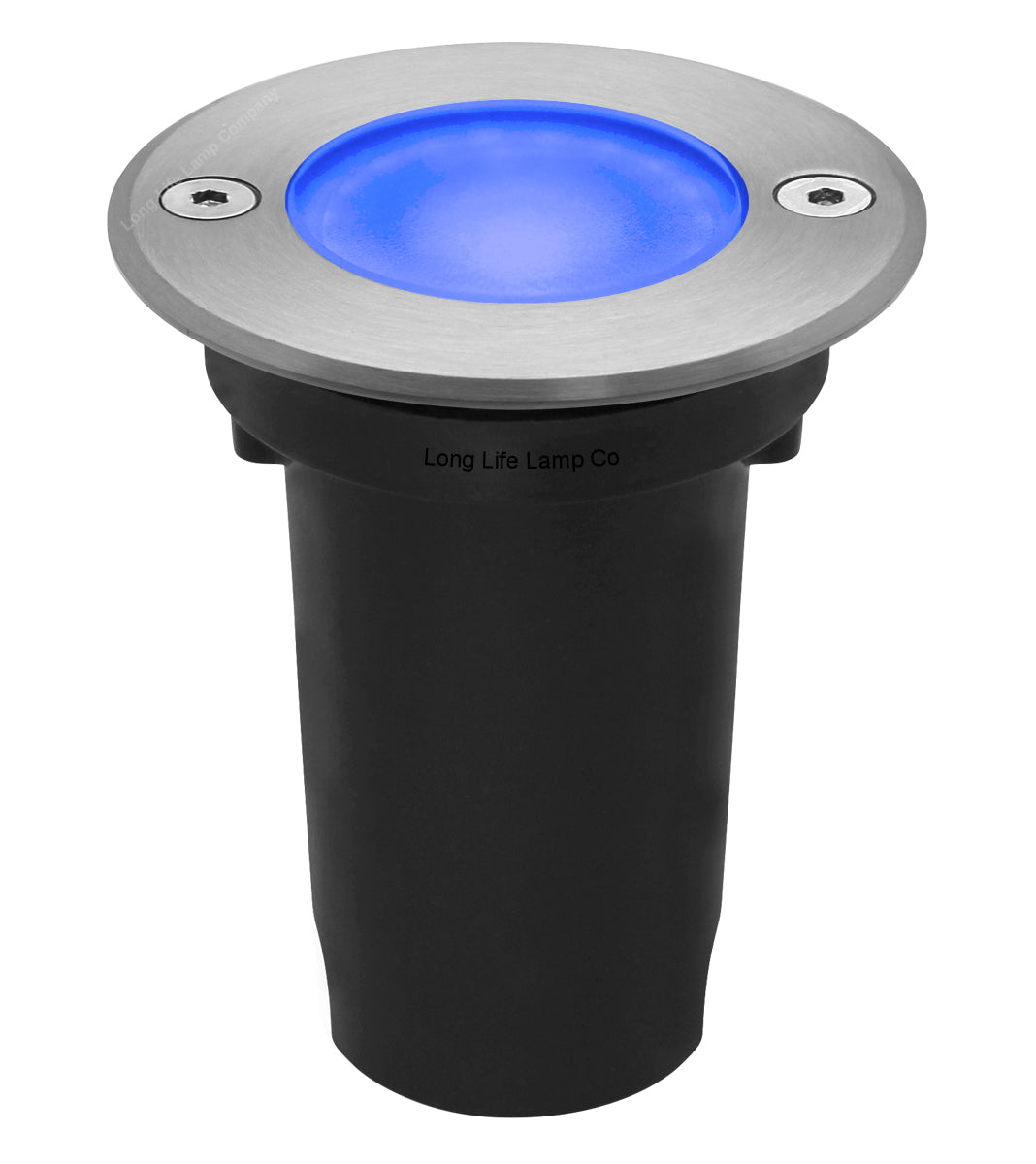 1w LED Recessed Outdoor Ground Light Round Blue Brushed Chrome Walkover Uplighter GL08B