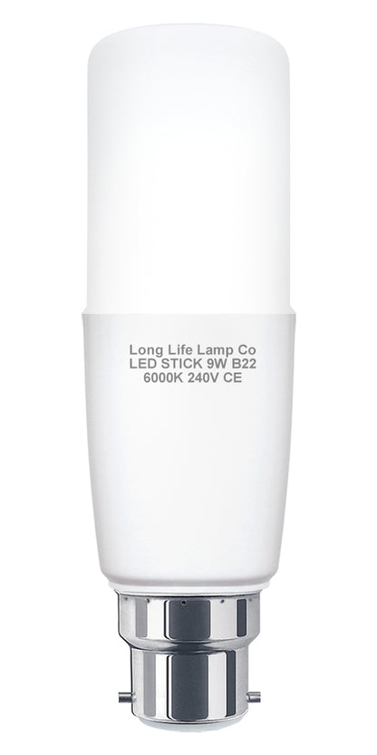 9w LED Stick Light Bulb B22 Cool White 3U Replacement 60w Equivalent - Free delivery on all orders
