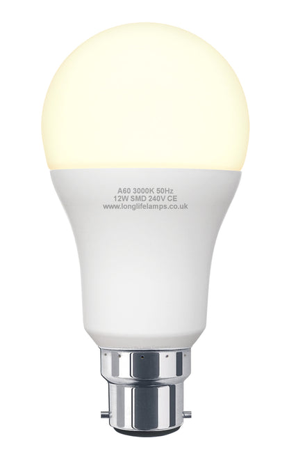 12w GLS LED Light Bulb B22 Bayonet Equivalent to 120w Warm White A60 - Free delivery on all orders