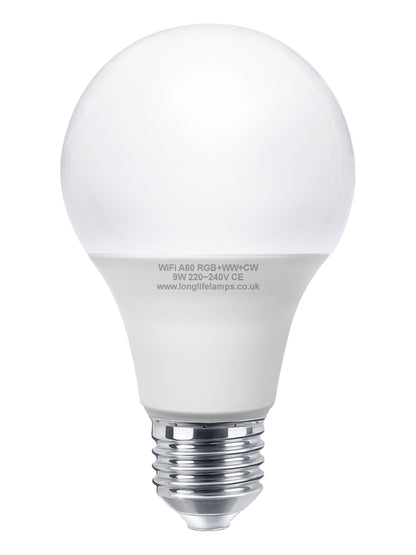 WiFi Smart Bulbs | 9W E27 LED Smart WiFi Light Bulb Colour Changing Mood Lamp