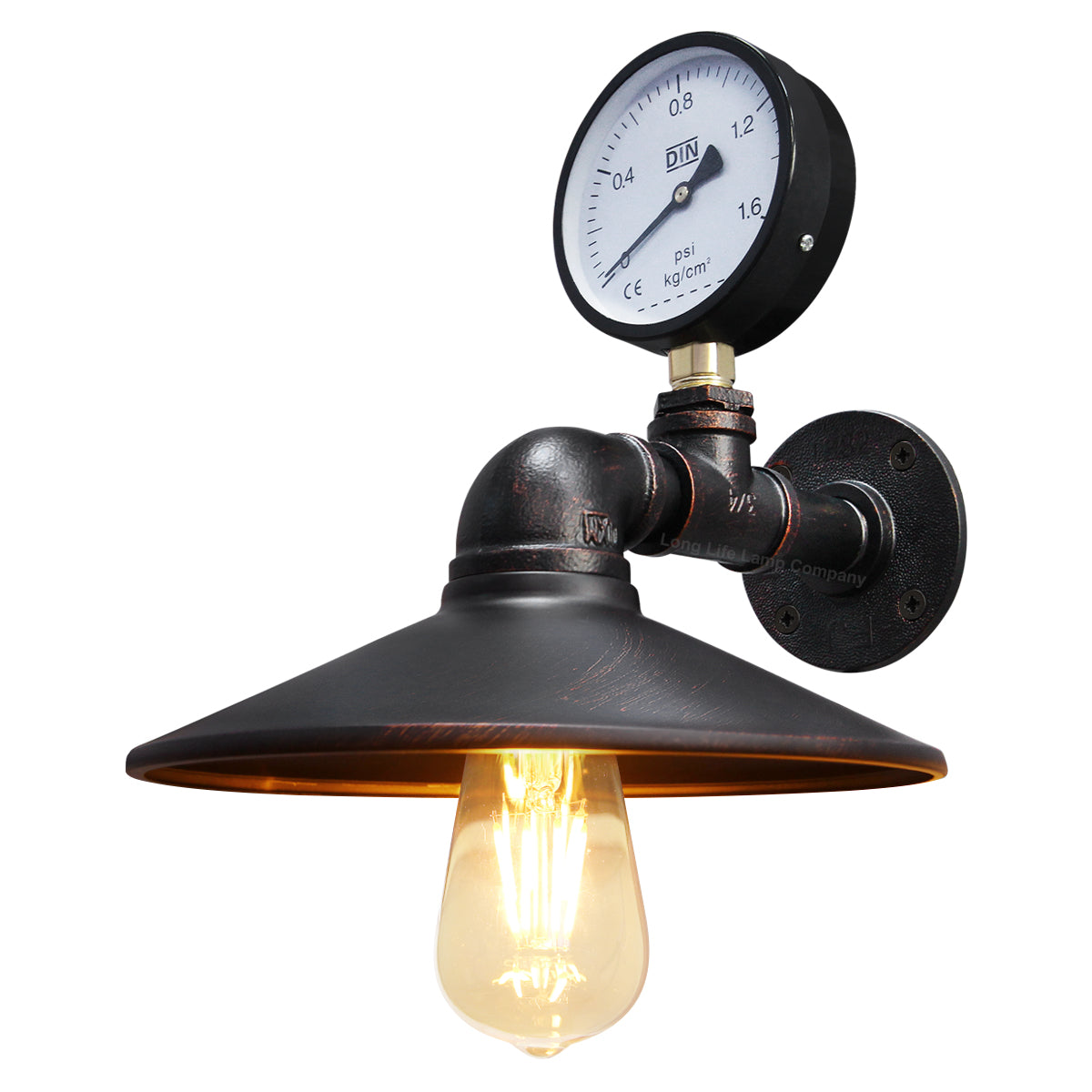 Industrial Water Pipe Wall Light with Pressure Gauge M0164