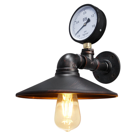 Industrial Water Pipe Wall Light with Pressure Gauge M0164