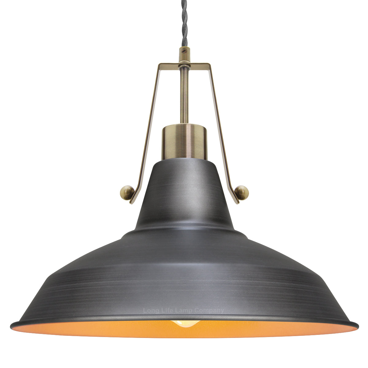 Industrial Antique Brass Ceiling Pendant Light Pewter Grey M0175
