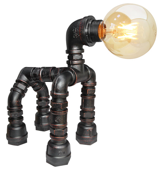 Retro Vintage Robot Pipe Steampunk Industrial Dog Table Lamp M0186P with G95 4W