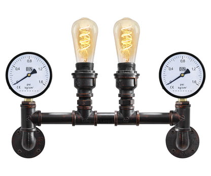 Vintage Industrial Pipe Wall Light with Twin Guage M0188P 