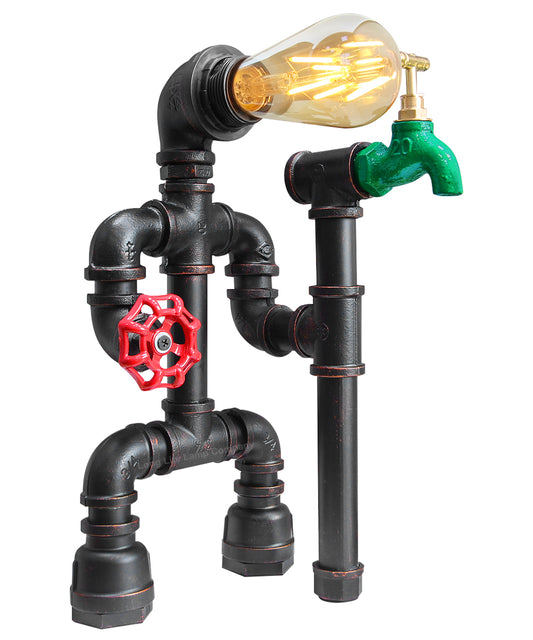 Vintage Industrial Water Pipe Table Lamp M0189P with 4W ST58