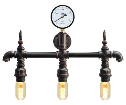 Vintage Rustic Industrial Water Pipe Wall Light with Gauge M0192P