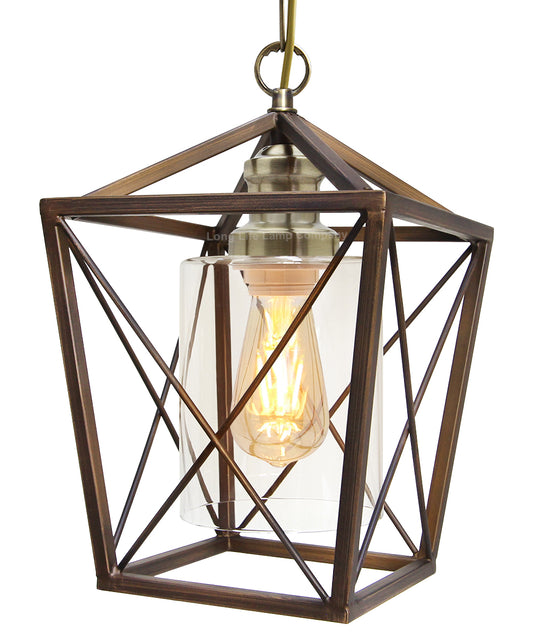 Vintage Antique Brass Lantern Ceiling Pendant Light M0200