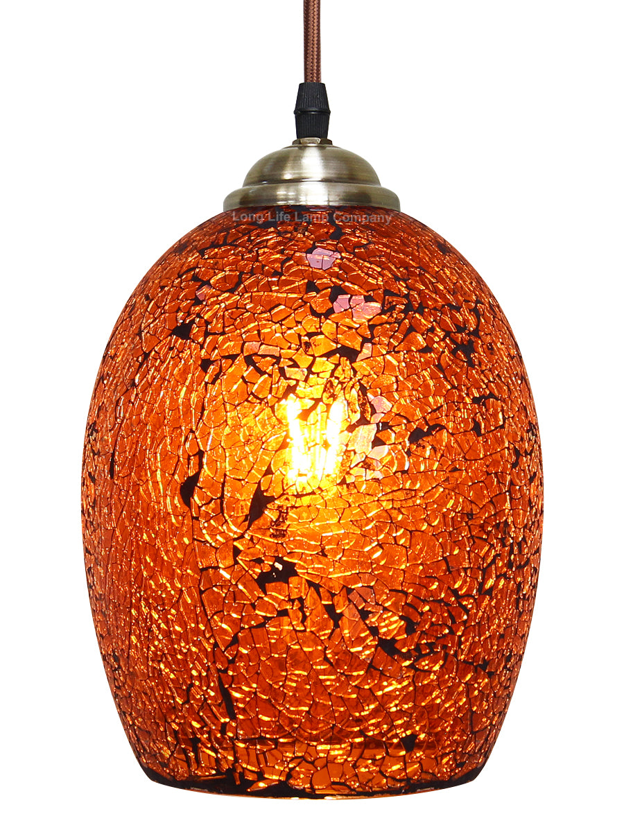 Vintage Ceiling Crackle Amber Mosaic Glass Pendant Light M0209
