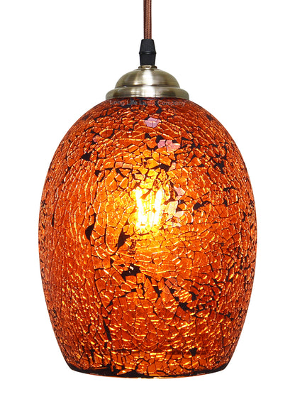 Vintage Ceiling Crackle Amber Mosaic Glass Pendant Light M0209
