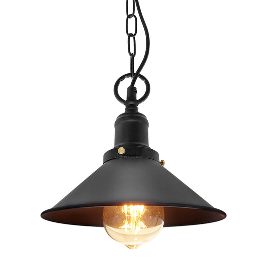 Vintage Retro Industrial Metal Black Scone Shade Pendant Light M0238