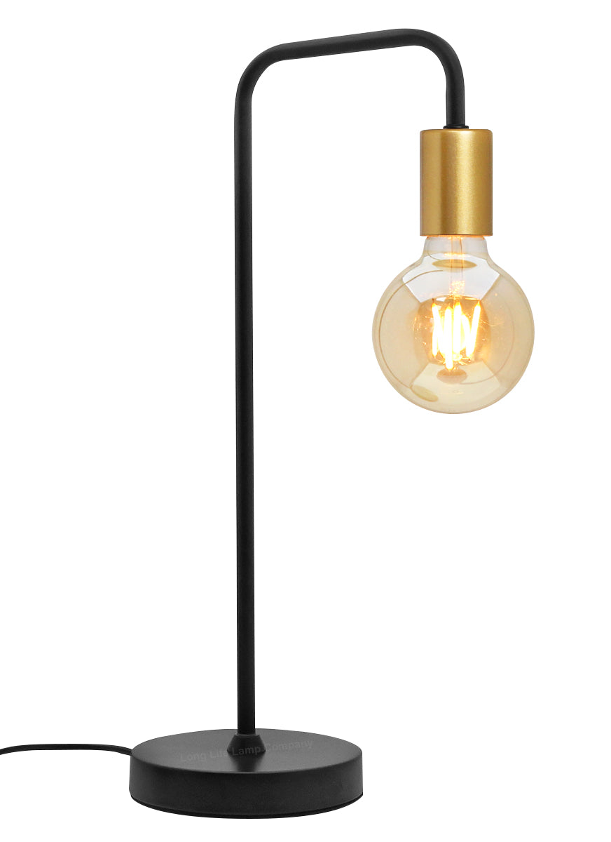Retro Black Pipe Table Lamp Golden Holder H3009