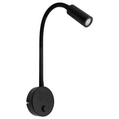 3W LED Adjustable Black Wall Mounted Reading Light with Flexible Arm Warm White 3000K