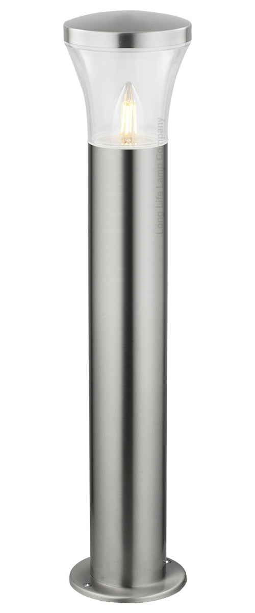 Modern LED Bollard Light Stainless ZLC310K with Warm White 5w E27 Clear Candle
