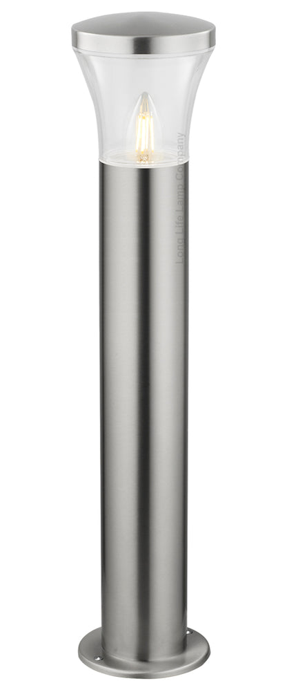 Modern LED Bollard Light Stainless ZLC310K with Warm White 5w E27 Clear Candle