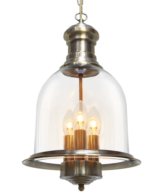 Vintage Glass Pendant Light Brass Hanging Antique Ceiling Chandelier Candle Lantern 