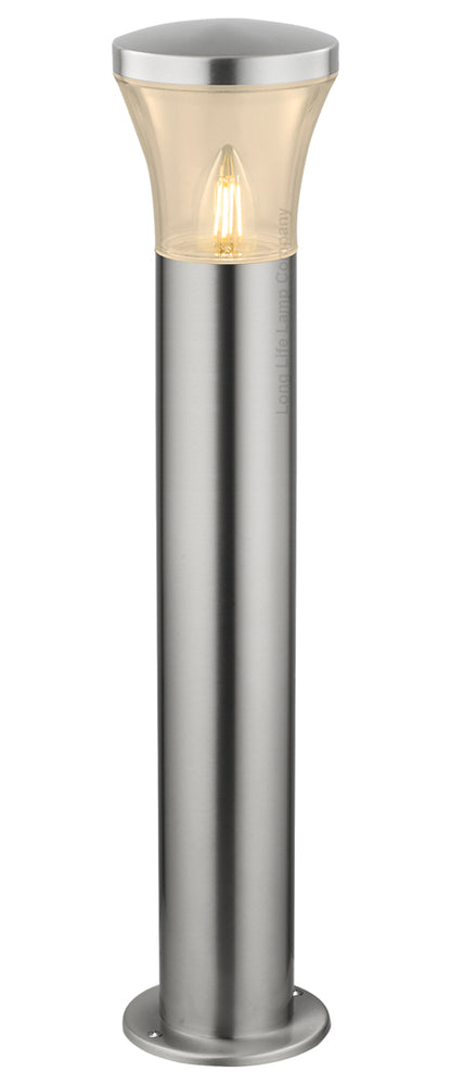 Modern LED Bollard Light Stainless ZLC310K with Warm White 5w E27 Clear Candle - Free delivery on all orders