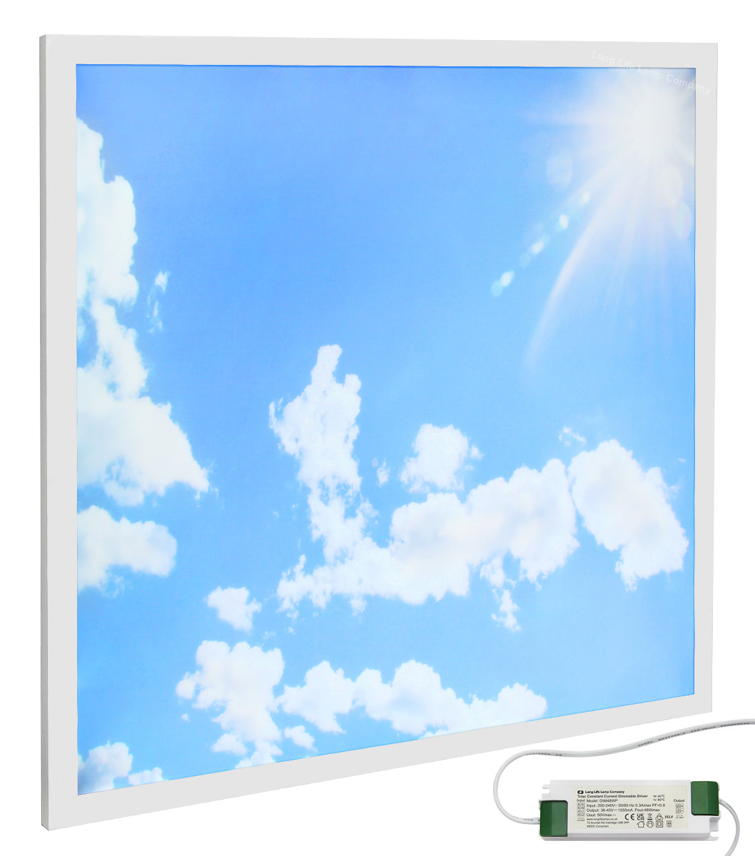 Dimmable 40w Sky With Sun LED Recessed Ceiling Panel 600 X 600 Cloud Scene With Dimmable Transformer