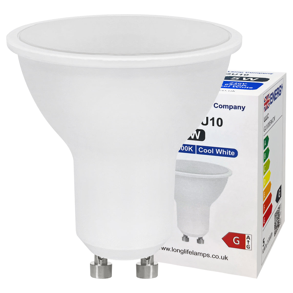 5w GU10 LED Replacement for Halogen Bulb Cool White 6500K - Free delivery on all orders