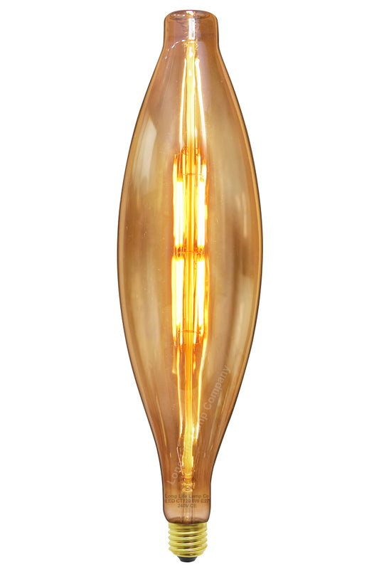 8w Tubular Antique Vintage LED E27 Smoked Glass CT120