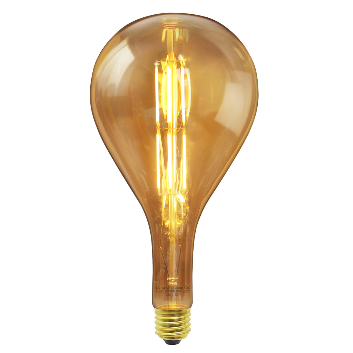 8W Pear Shape Antique Vintage LED E27 Large Smoked Glass PS160