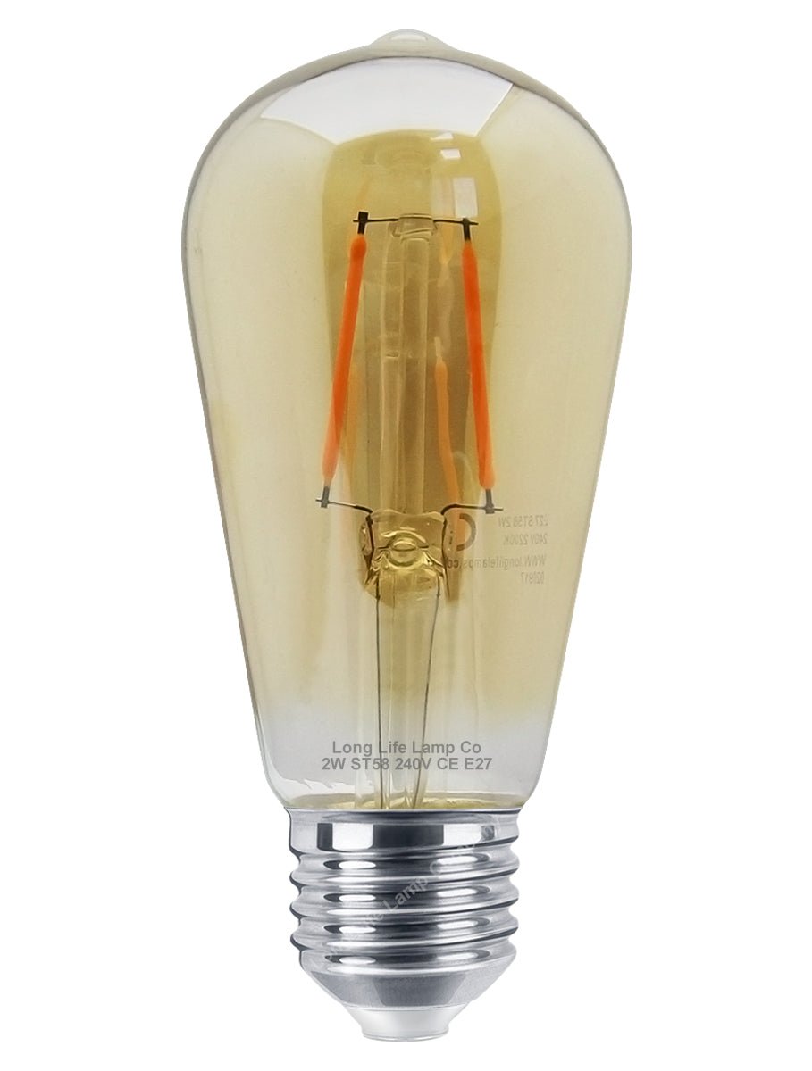 2w Edison Classics Vintage LED Filament Bulb ST58 E27 Smoke Gold Glass - Energy Light Bulbs - Free delivery on all orders