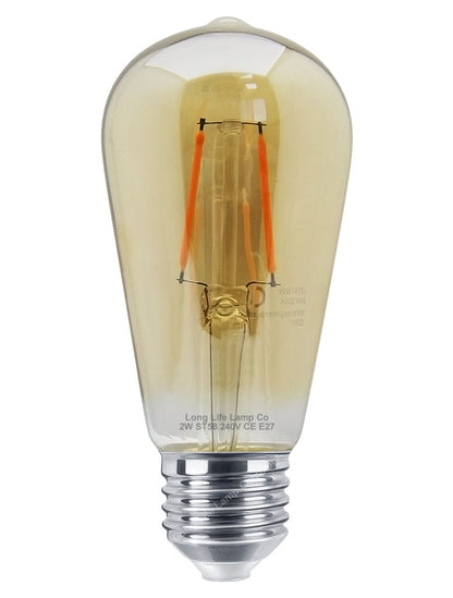 2w Edison Classics Vintage LED Filament Bulb ST58 E27 Smoke Gold Glass - Energy Light Bulbs - Free delivery on all orders