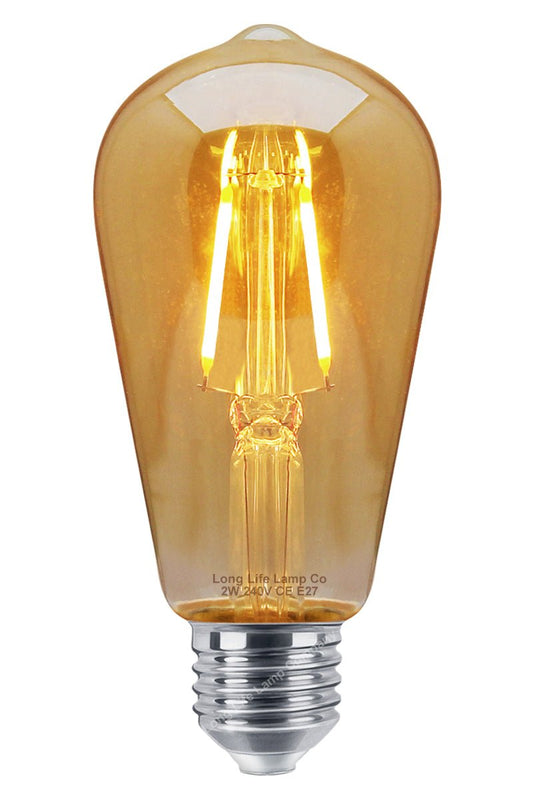 2w Edison Classics Vintage LED Filament Bulb ST58 E27 Smoke Gold Glass - Energy Light Bulbs - Free delivery on all orders