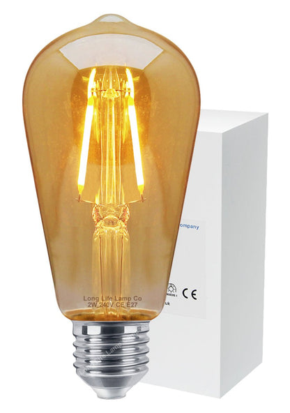 2w Edison Classics Vintage LED Filament Bulb ST58 E27 Smoke Gold Glass - Energy Light Bulbs - Free delivery on all orders