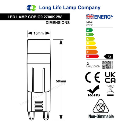 2w G9 LED Bulb Equivalent 25w Light Bulb Warm White - Energy Light Bulbs - Free delivery on all orders