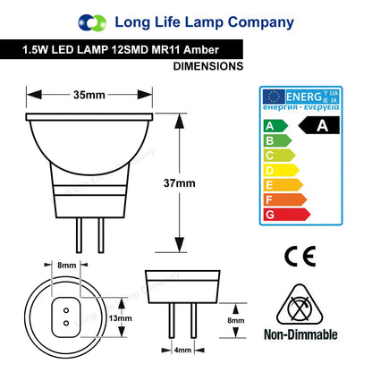 2w LED Amber Light Bulb Spot Lamp MR11 - Energy Light Bulbs - Free delivery on all orders